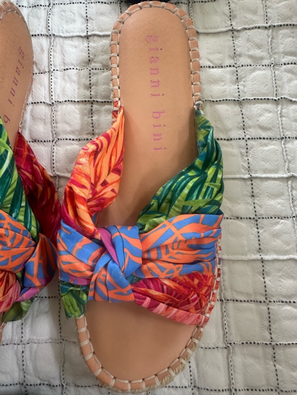 Gianni Bini Multicolor Tropical Print Espadrille Slide